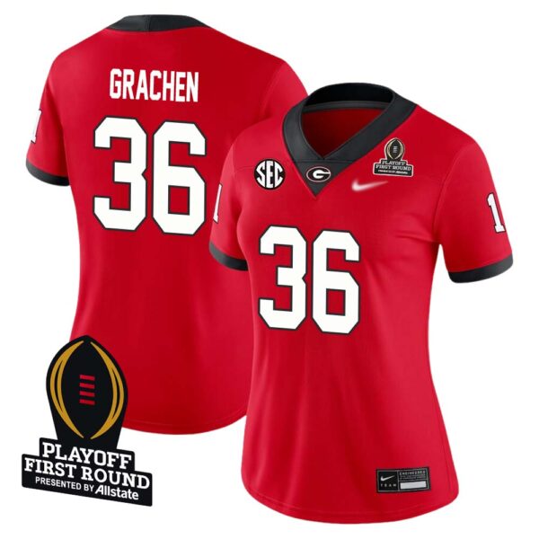 Matthew Grachen No 36 Woman Cfp Georgia Bulldogs Playoff First Round 2025 Jersey- Replica