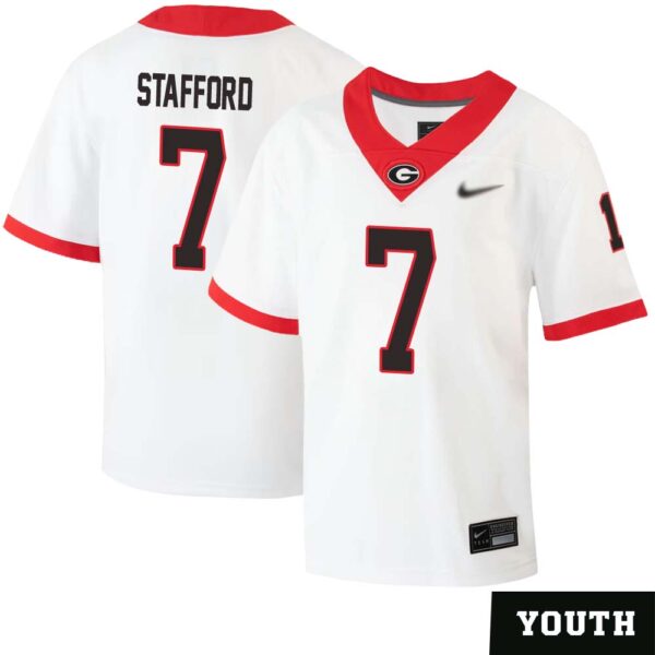 Matthew Stafford No 7 Youths White Georgia Bulldogs Nil Pick A Player Football Jersey