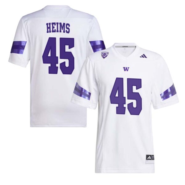 Maurice Heims No 45 Men’s White Washington Huskies Premier Football Jersey