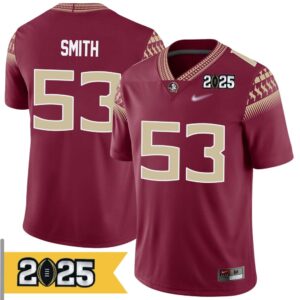 Maurice Smith No 53 Men CFP Florida State Seminoles 2025 Home Game Jersey- Replica