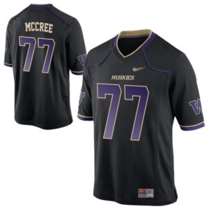 Maximus McCree No 77 Washington Huskies Game Football Jersey – Black