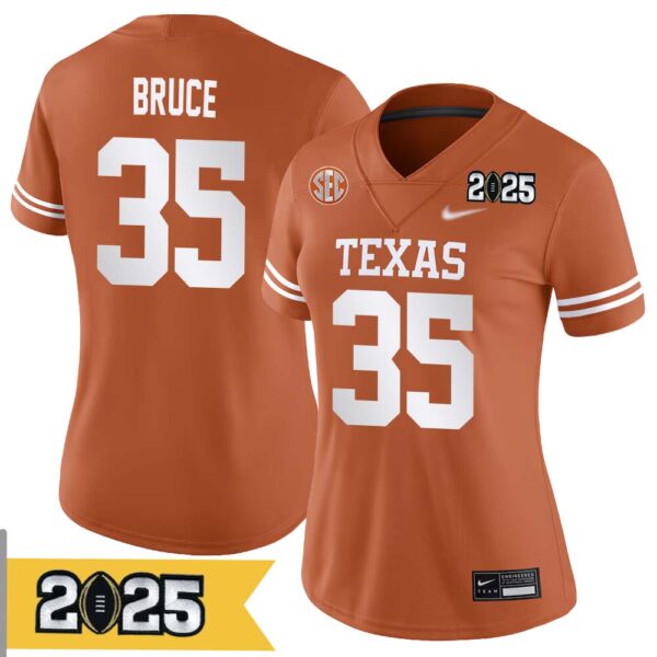 Mccoy Bruce No 35 Woman Cfp Texas Longhorns 2025 Home Game Jersey- Replica