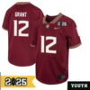 Michael Grant No 12 Woman Cfp Florida State Seminoles 2025 Home Game Jersey- Replica