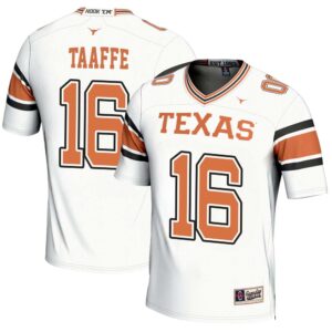 Michael Taaffe No 16 Men’s GameDay Greats White Texas Longhorns NIL Pick-A-Player Football Fashion Jersey