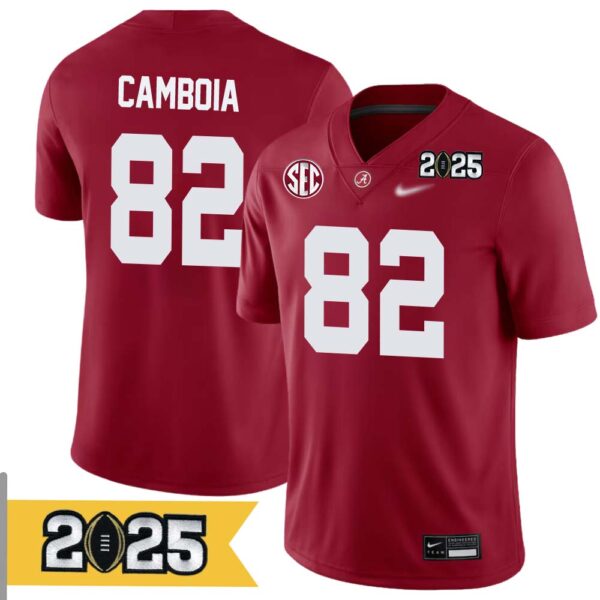 Miguel Camboia No 82 Men Cfp Alabama Crimson Tide 2025 Home Game Jersey- Replica