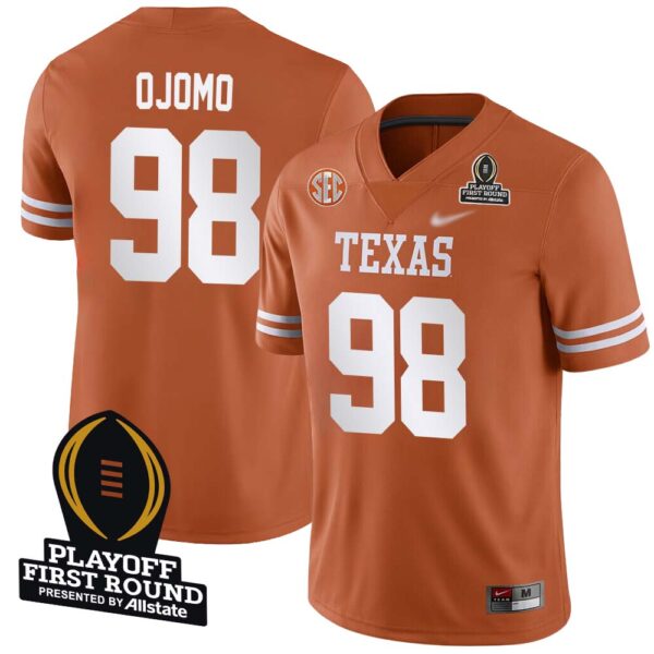 Moro Ojomo No 98 Men Cfp Texas Longhorns Playoff First Round 2025 Jersey- Replica