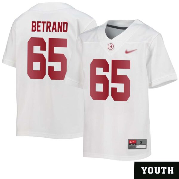 Naquil Betrand No 65 Youth’s White Alabama Crimson Tide Custom Game Football Jersey