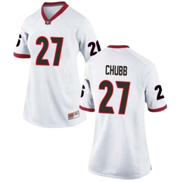 Nick Chubb No 27 Womans White Georgia Bulldogs Nil Pick A Player Football Jersey