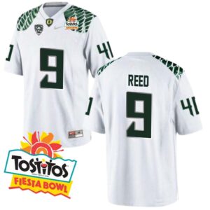 Nikko Reed No 9 Mens Oregon Ducks Mighty Oregon Throwback Football Uniforms Fiesta Bowl 2013 Champions Patch
