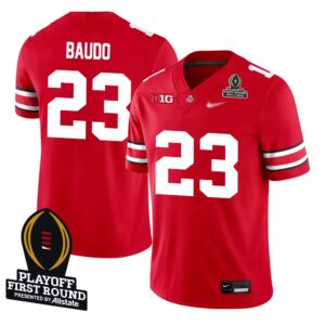 Nolan Baudo No 23 Men CFP Ohio State Buckeyes Playoff First Round 2025 Jersey- Replica
