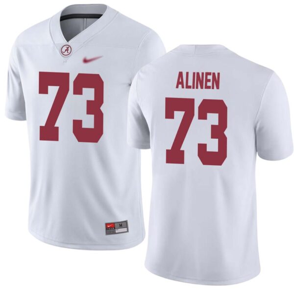 Olaus Alinen No 73 Men’s White Alabama Crimson Tide Custom Game Football Jersey