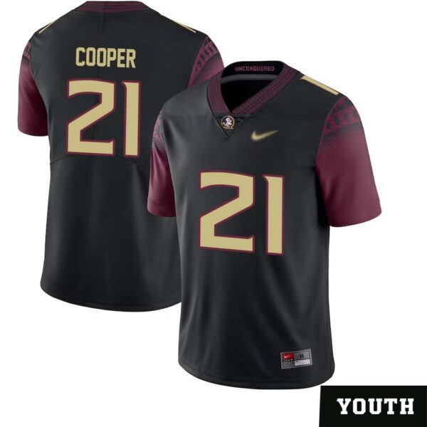 Omarion Cooper No 21 Youth’s Florida State Seminoles Limited Football Jersey – Black