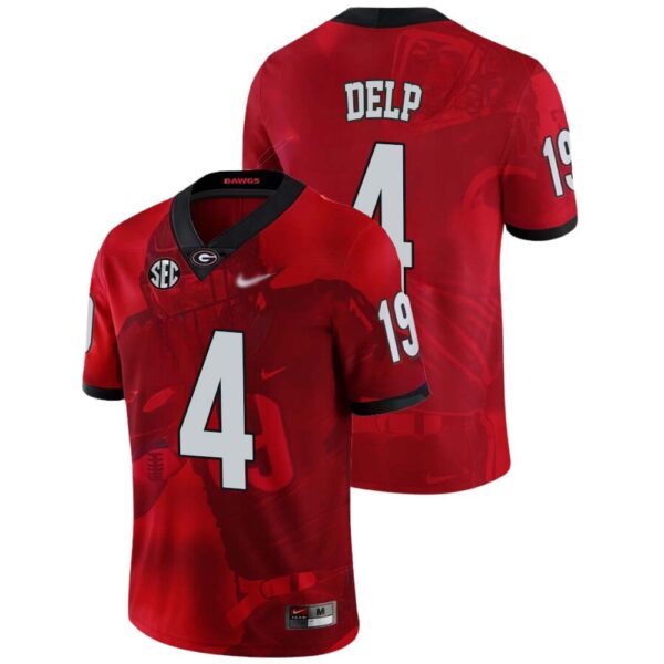 Oscar Delp No 4 Georgia Bulldogs Mens Ncaa Red 2022 National Championship Decisive Highlights College Football Jersey