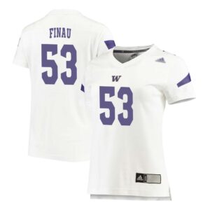 Paki Finau No 53 Women’s White Washington Huskies Premier Football Jersey