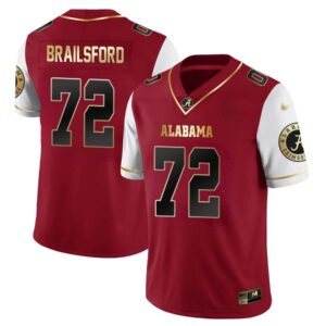 Parker Brailsford No 72 Men’s Alabama Crimson Tide Limited Custom Red Golden Jersey