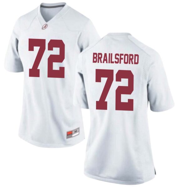 Parker Brailsford No 72 Woman’s White Alabama Crimson Tide Custom Game Football Jersey