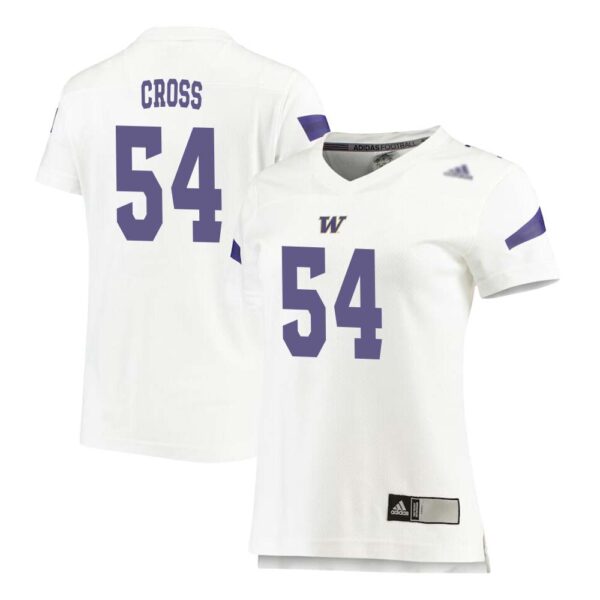 Parker Cross No 54 Women’s White Washington Huskies Premier Football Jersey
