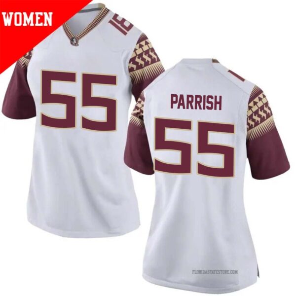 Parrish No 55 Woman’s White Florida State Seminoles Game Football Jersey