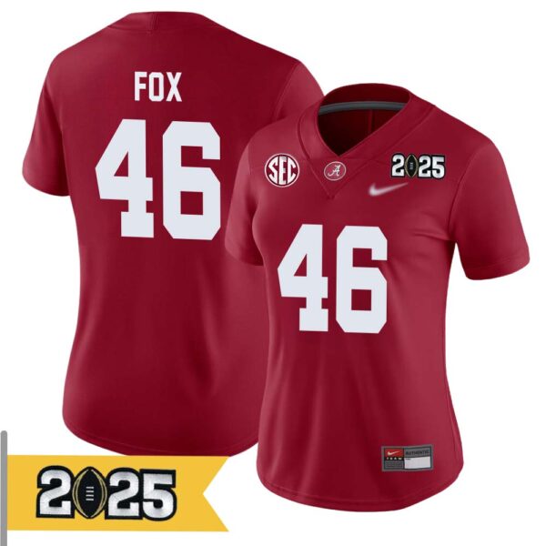 Peyton Fox No 46 Woman Cfp Alabama Crimson Tide 2025 Home Game Jersey- Replica