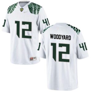 Peyton Woodyard No 12 Oregon Ducks Men’s Football Limited Away Football Jerseys White