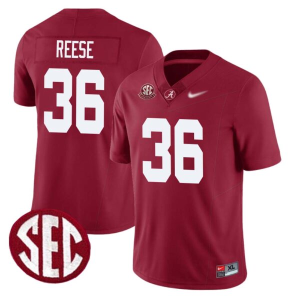 Qb Reese No 36 Men’s Alabama Crimson Sec Championship 2020 Patch Vapor Gold Football Crimson Alter