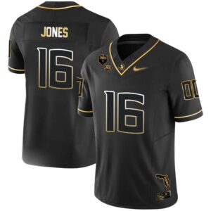 Quindarrius Jones No 16 Men’s Florida State Seminoles Black Golden Limited Football Jersey