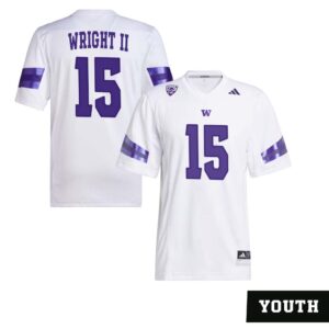 Rahim Wright II No 15 Youth’s White Washington Huskies Premier Football Jersey