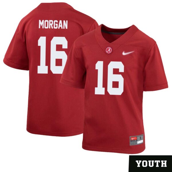 Red Morgan No 16 Youth’s Crimson Alabama Crimson Tide Player Home Game Jersey
