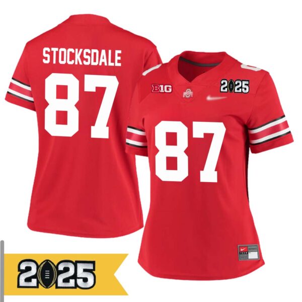 Reis Stocksdale No 87 Woman Cfp Ohio State Buckeyes 2025 Home Game Jersey- Replica