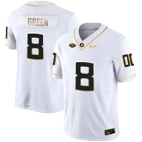 Renardo Green No 8 Men’s Florida State Seminoles White Golden Limited Football Jersey