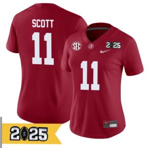 Rico Scott No 11 Woman CFP Alabama Crimson Tide 2025 Home Game Jersey- Replica