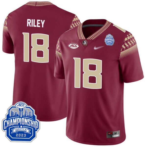 Riley No 18 Men’s Florida State Seminoles 2023 Acc Championship Limited Football Jersey