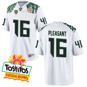Rodrick Pleasant No 16 Mens Oregon Ducks Mighty Oregon Throwback Football Uniforms Fiesta Bowl 2013 Champions Patch
