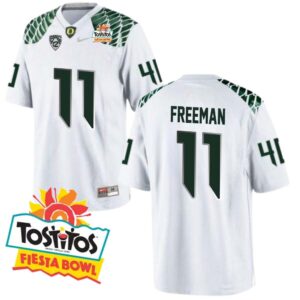 Royce Freeman No 11 Mens Oregon Ducks Mighty Oregon Throwback Football Uniforms Fiesta Bowl 2013 Champions Patch