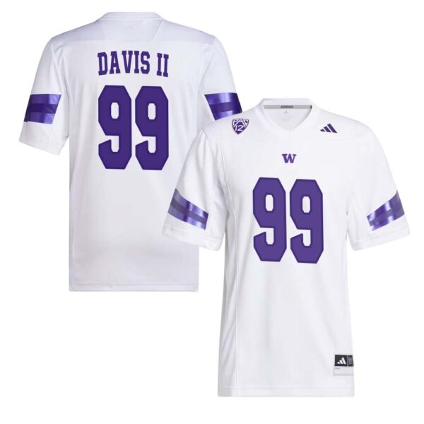 Russell Davis Ii No 99 Men’s White Washington Huskies Premier Football Jersey