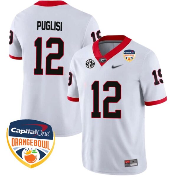 Ryan Puglisi No 12 Mens Georgia Bulldogs Orange Bowl 2023 Tag Jersey