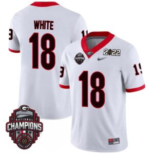 Sacovie White No 18 Mens Georgia Bulldogs Back To Back National Champions 2022 Limited Jersey