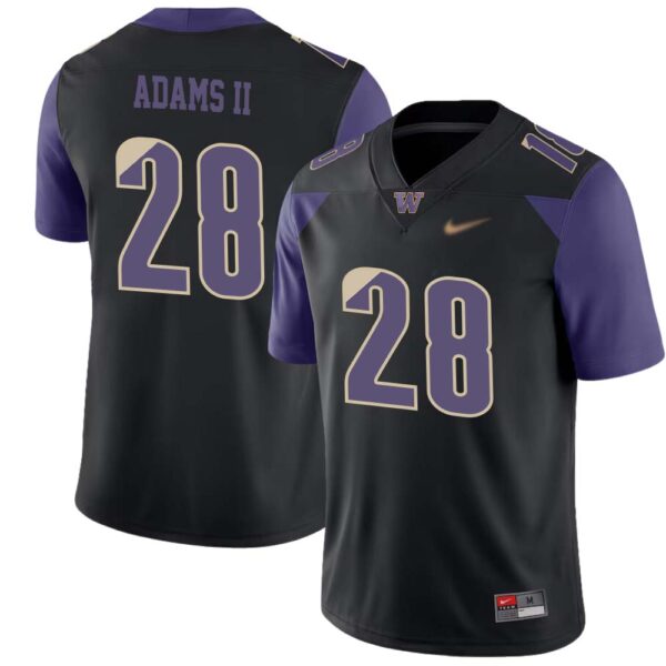 Sam Adams Ii No 28 Men’s Black Washington Huskies Premier Football Jersey