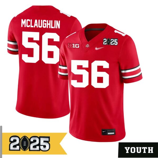Seth Mclaughlin No 56 Youth Cfp Ohio State Buckeyes 2025 Home Game Jersey- Replica