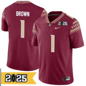 Shyheim Brown No 1 Men CFP Florida State Seminoles 2025 Home Game Jersey- Replica