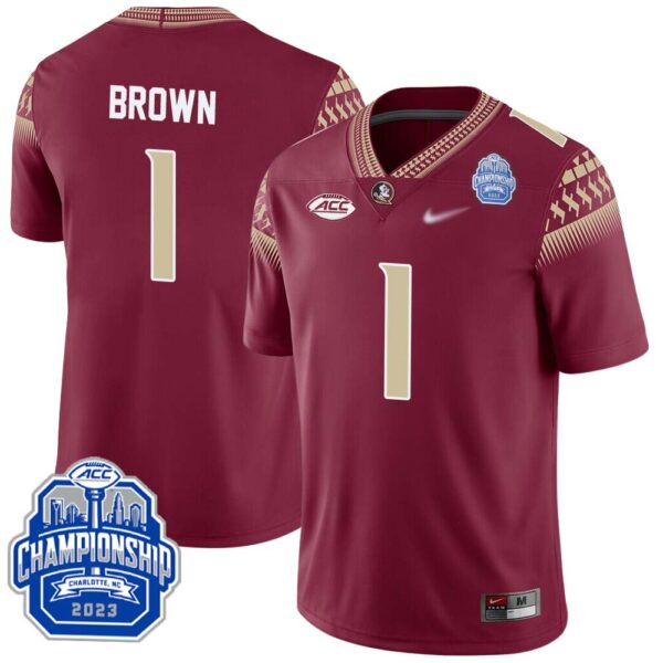 Shyheim Brown No 1 Men’s Florida State Seminoles 2023 Acc Championship Limited Football Jersey