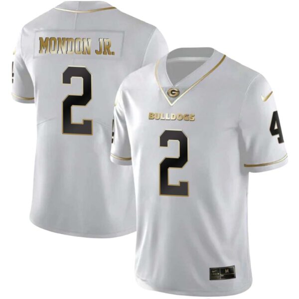 Smael Mondon Jr. No 2 Mens Georgia Bulldogs White Gold Player Custom Limited Jersey