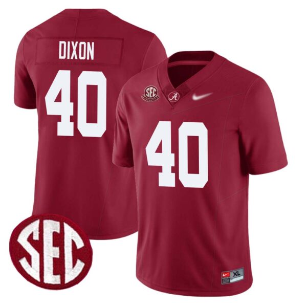 Sterling Dixon No 40 Men’s Alabama Crimson Sec Championship 2020 Patch Vapor Gold Football Crimson Alter