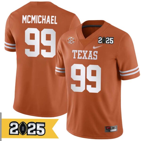 Steve Mcmichael No 99 Men Cfp Texas Longhorns 2025 Home Game Jersey- Replica