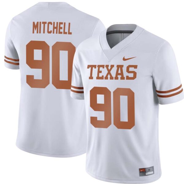 Sydir Mitchell No 90 White Texas Longhorns Football Custom Game Jersey For Men
