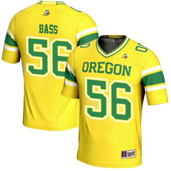 Tj Bass No 56 Yellow Oregon Ducks Nil Player Football Jersey For Men