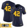 Tj Guy No 42 Men Cfp Michigan Wolverines 2025 Home Game Jersey- Replica