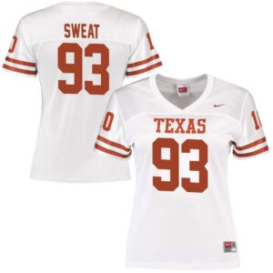 T’Vondre Sweat No 93 White Texas Longhorns Football Custom Game Jersey for Woman