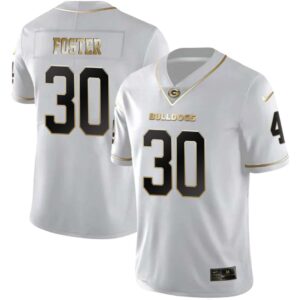 Terrell Foster No 30 Mens Georgia Bulldogs White Gold Player Custom Limited Jersey