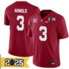 Terrion Arnold No 3 Woman Cfp Alabama Crimson Tide 2025 Home Game Jersey- Replica